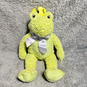 Wendy Bellissimo Green Frog Plush Stuffed Animal 16” Soft Cuddle Toy Satin Bow